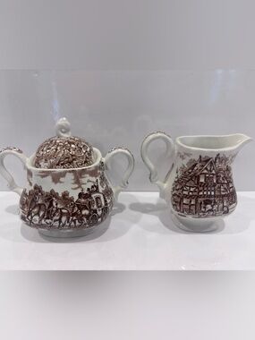 Vintage myott coaching days brown transferware fine ironstone England